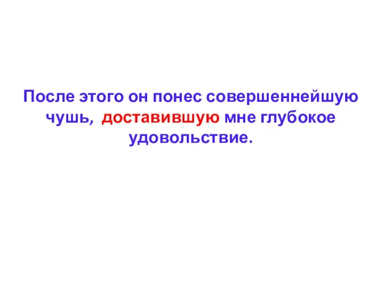 После этого он понес совершеннейшую чушь, доставившую мне глубокое удовольствие.