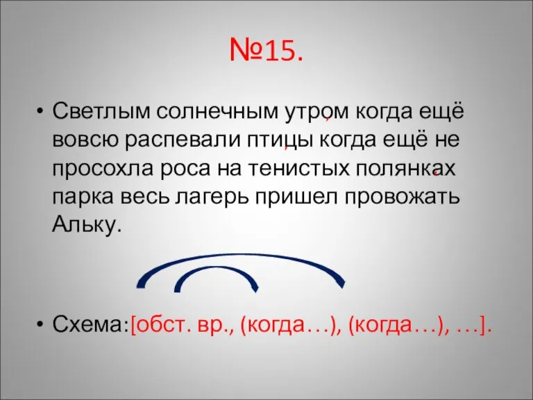 №15. Светлым солнечным утром когда ещё вовсю распевали птицы когда ещё не