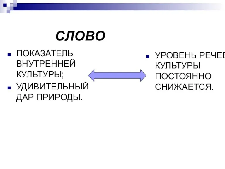 СЛОВО ПОКАЗАТЕЛЬ ВНУТРЕННЕЙ КУЛЬТУРЫ; УДИВИТЕЛЬНЫЙ ДАР ПРИРОДЫ. УРОВЕНЬ РЕЧЕВОЙ КУЛЬТУРЫ ПОСТОЯННО СНИЖАЕТСЯ.