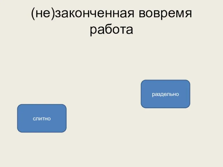 (не)законченная вовремя работа раздельно слитно