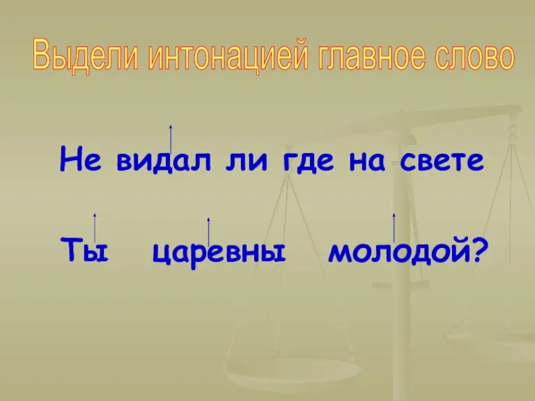 Не видал ли где на свете Ты царевны молодой? Выдели интонацией главное слово