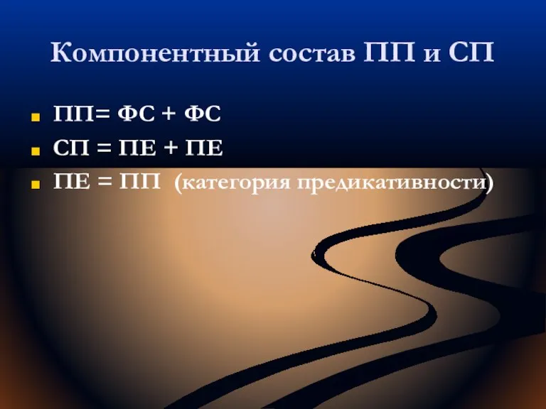 Компонентный состав ПП и СП ПП= ФС + ФС СП = ПЕ