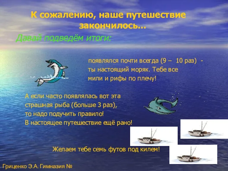 К сожалению, наше путешествие закончилось... Давай подведём итоги: появлялся почти всегда (9