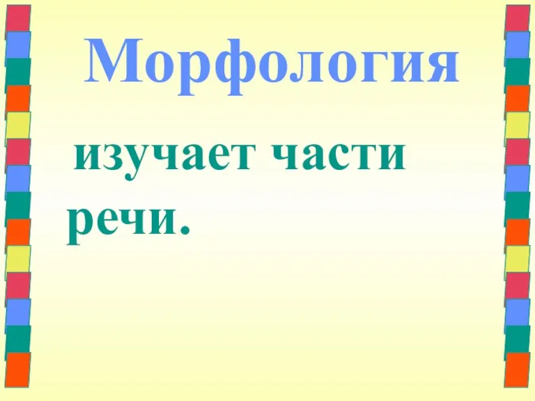 Морфология изучает части речи.