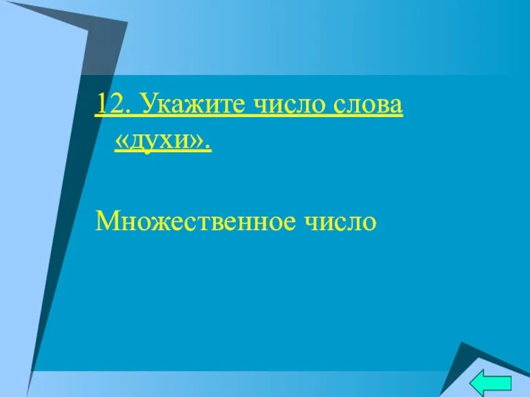 12. Укажите число слова «духи». Множественное число