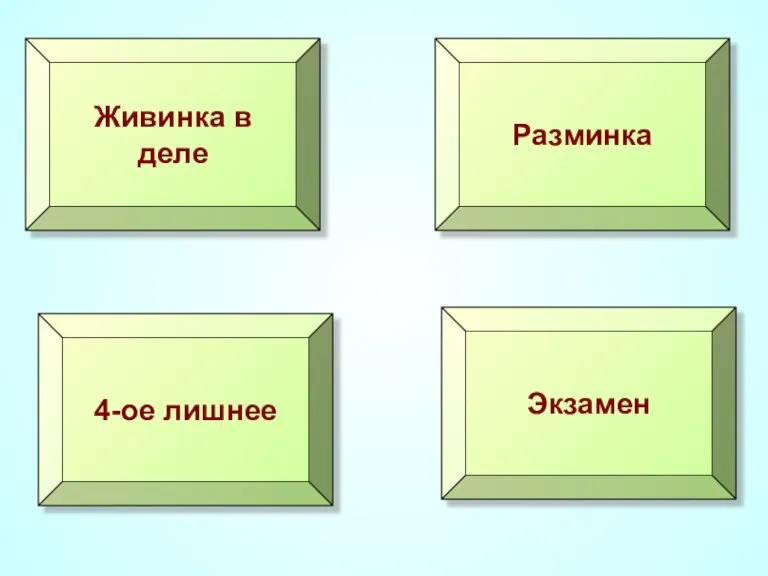 Живинка в деле Экзамен 4-ое лишнее Разминка