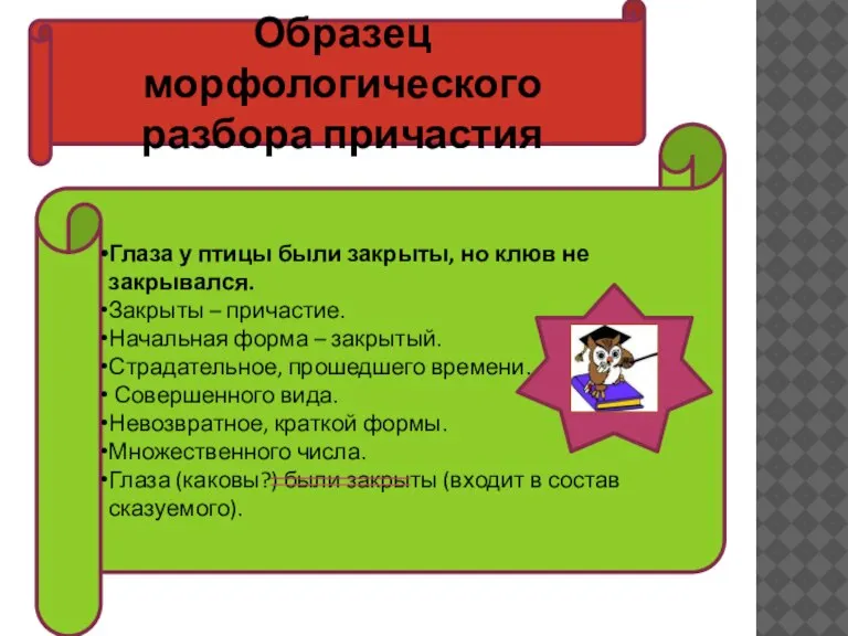 Глаза у птицы были закрыты, но клюв не закрывался. Закрыты – причастие.