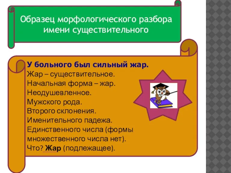 У больного был сильный жар. Жар – существительное. Начальная форма – жар.