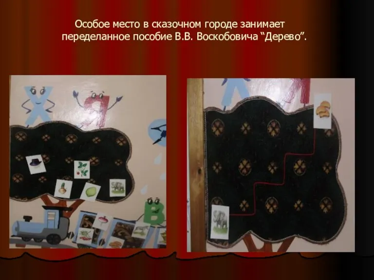 Особое место в сказочном городе занимает переделанное пособие В.В. Воскобовича “Дерево”.