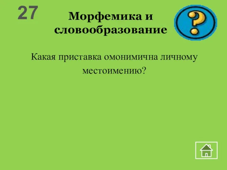 Морфемика и словообразование Какая приставка омонимична личному местоимению? 27