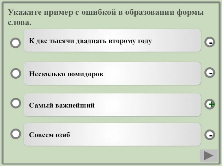 Укажите пример с ошибкой в образовании формы слова. Самый важнейший Несколько помидоров