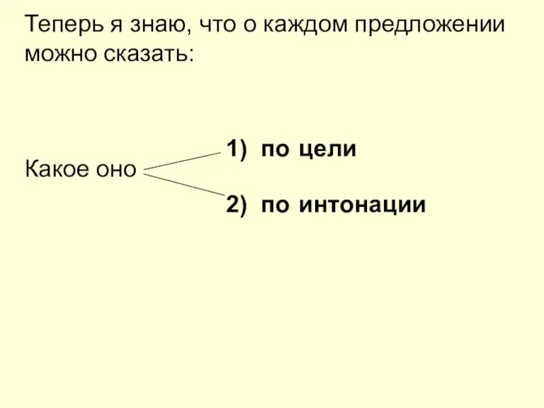 Теперь я знаю, что о каждом предложении можно сказать: Какое оно 1)