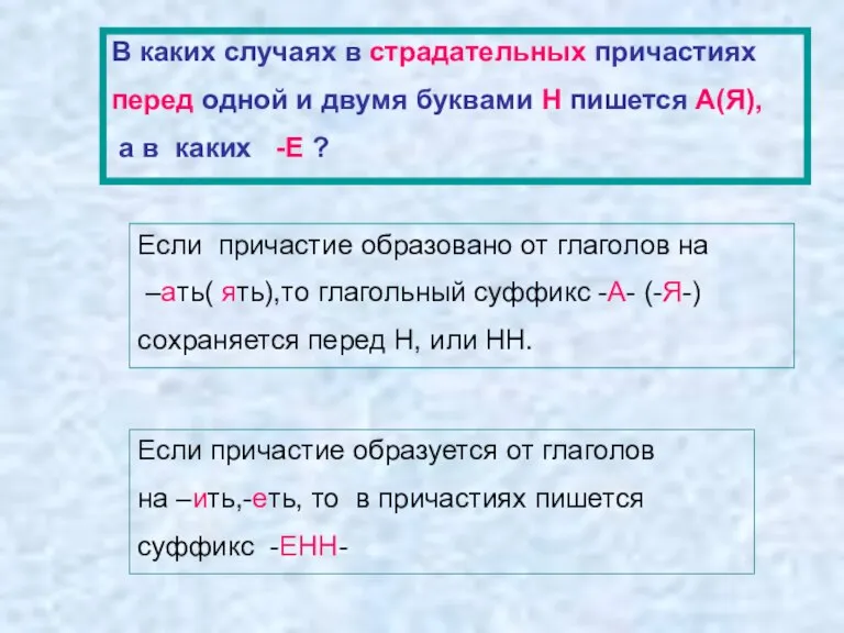 Вкаких случаях в страдательных причастиях перед одной и двумя буквами н пишется