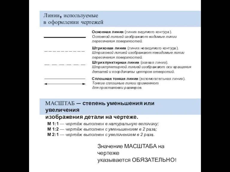 Основная линия (линия видимого контура). Основной линией изображают видимые линии пересечения поверхностей.