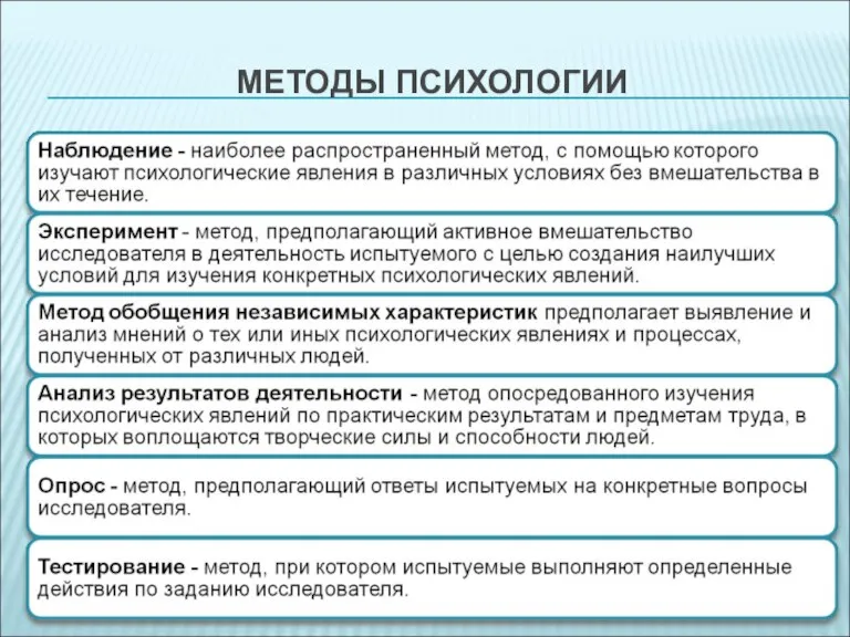 МЕТОДЫ ПСИХОЛОГИИ