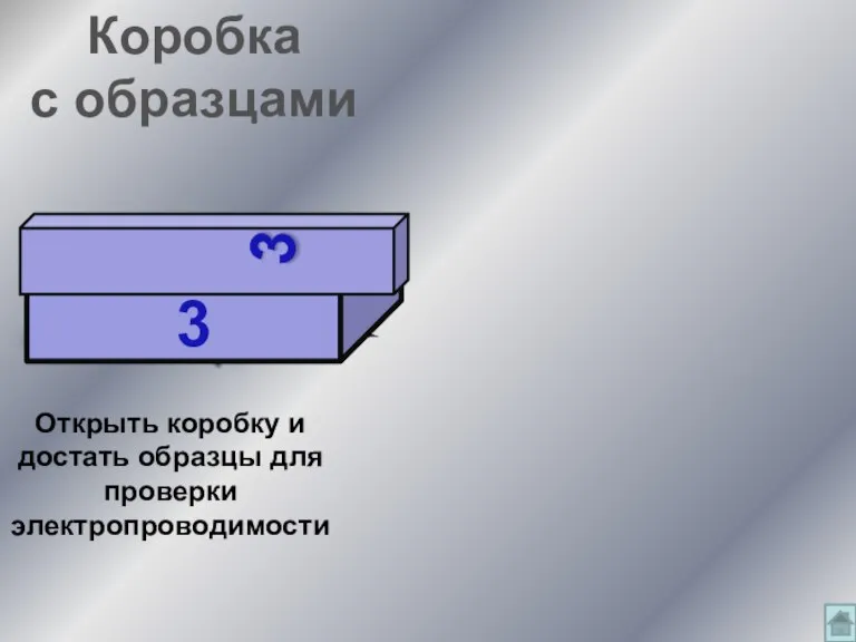 3 Коробка с образцами Открыть коробку и достать образцы для проверки электропроводимости