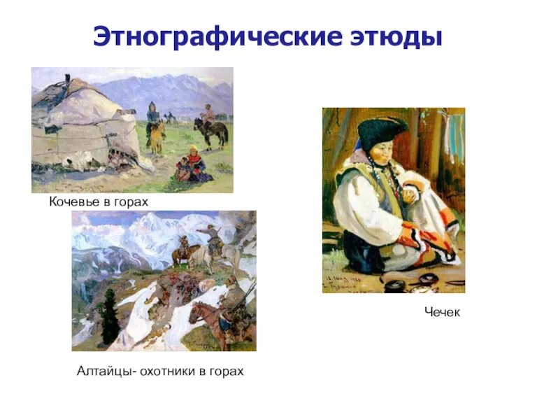 Этнографические этюды Кочевье в горах Алтайцы- охотники в горах Чечек