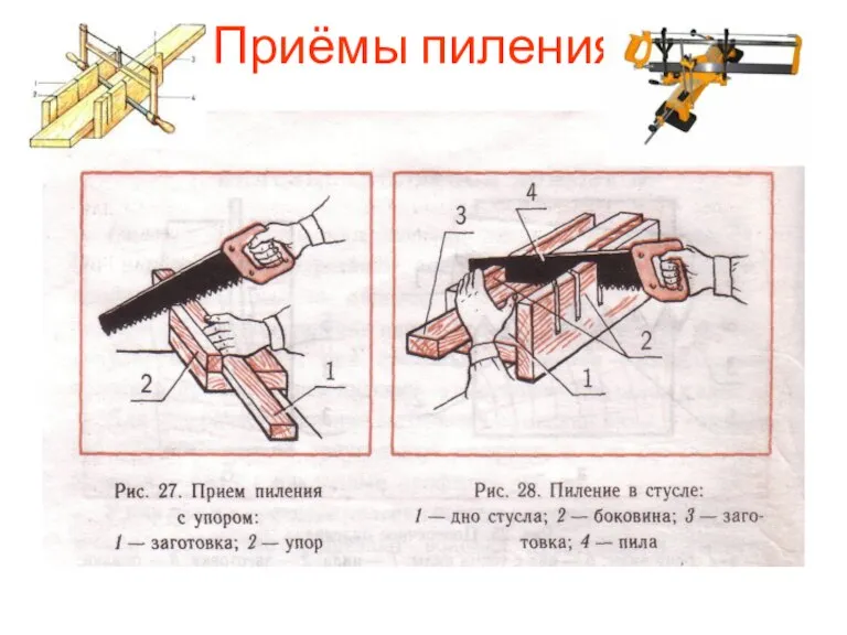 Приёмы пиления: