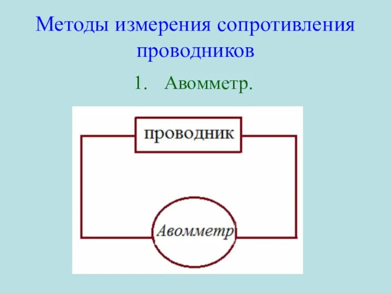 Методы измерения сопротивления проводников Авомметр.