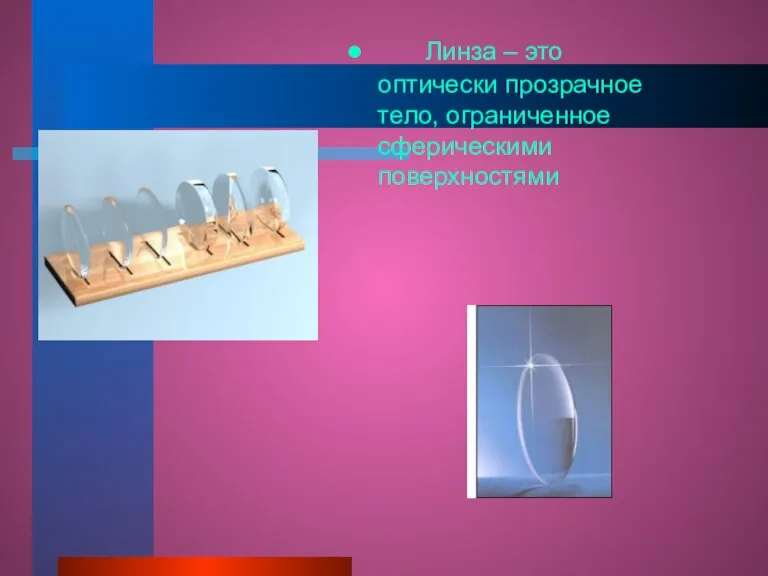 Линза – это оптически прозрачное тело, ограниченное сферическими поверхностями