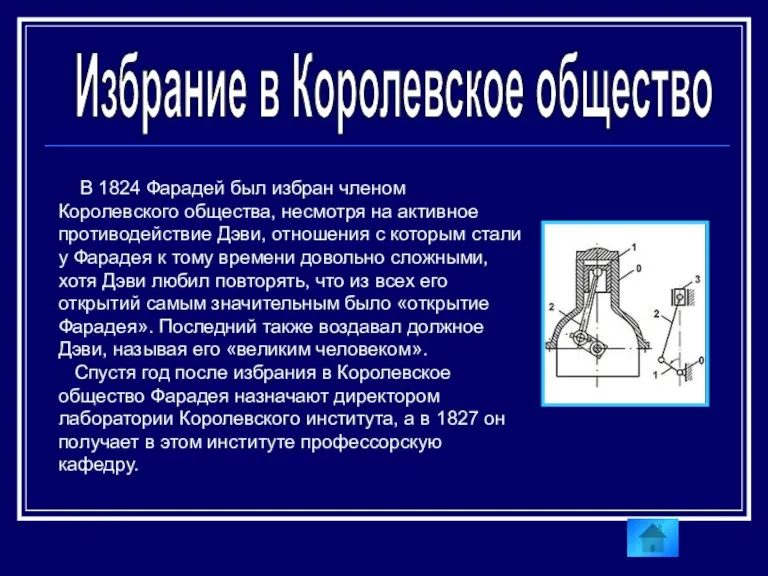 Избрание в Королевское общество В 1824 Фарадей был избран членом Королевского общества,