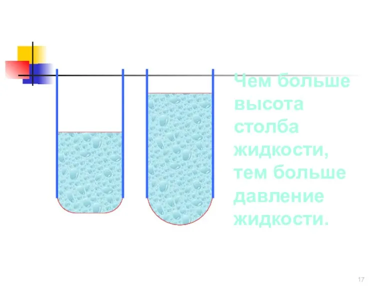 Чем больше высота столба жидкости, тем больше давление жидкости.