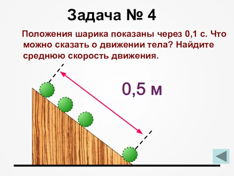 Задача № 4 Положения шарика показаны через 0,1 с. Что можно сказать