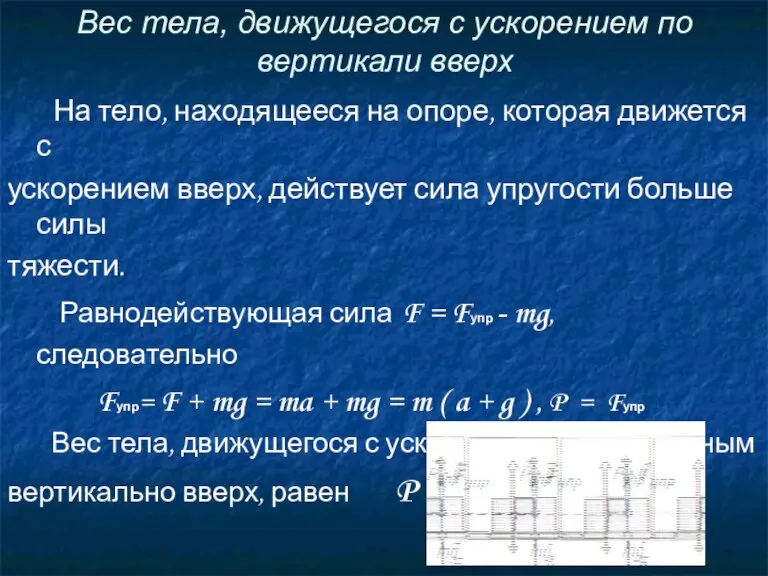 Вес тела, движущегося с ускорением по вертикали вверх На тело, находящееся на