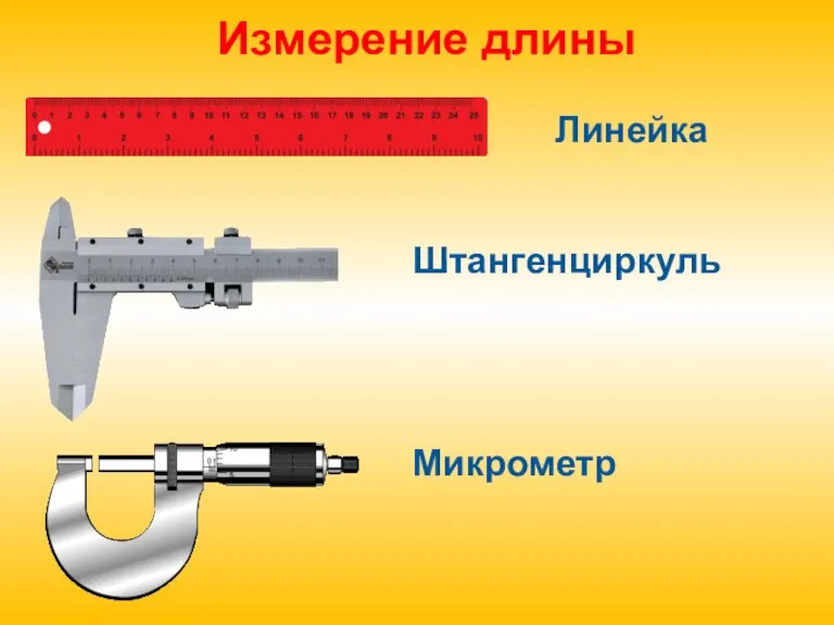 Измерение длины Линейка Штангенциркуль Микрометр