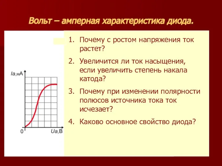 Вольт – амперная характеристика диода. Почему с ростом напряжения ток растет? Увеличится