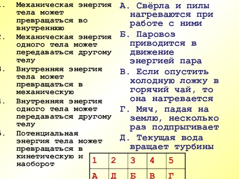 Механическая энергия тела может превращаться во внутреннюю Механическая энергия одного тела может