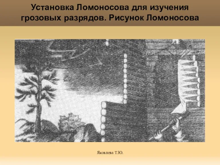 Яковлева Т.Ю. Установка Ломоносова для изучения грозовых разрядов. Рисунок Ломоносова