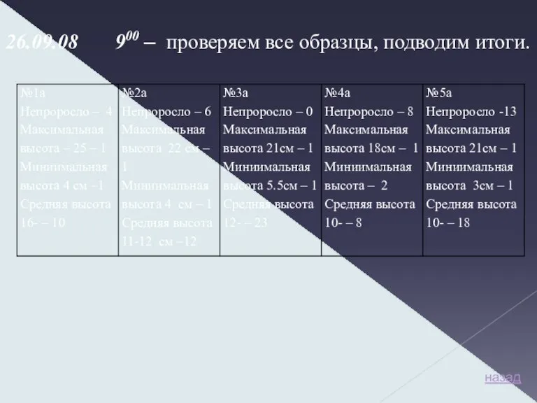 26.09.08 900 – проверяем все образцы, подводим итоги. назад