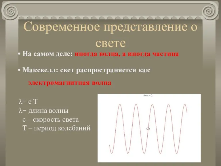 Современное представление о свете На самом деле: иногда волна, а иногда частица