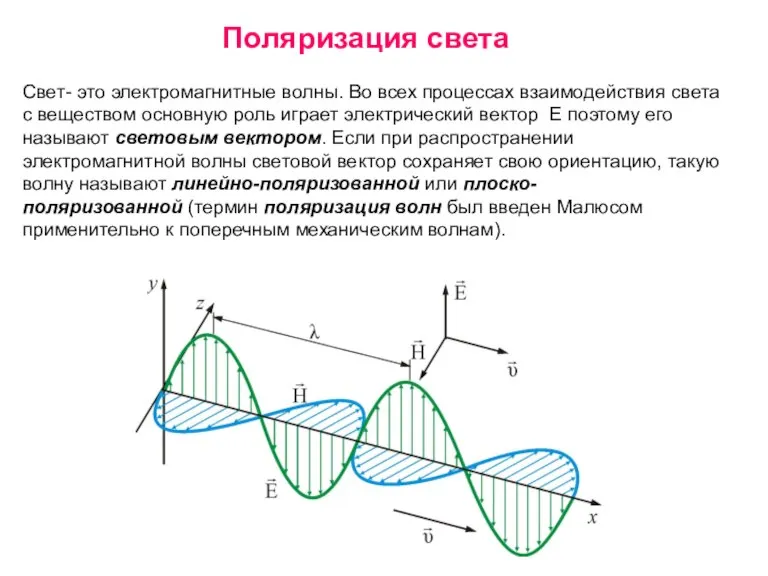 Свет- это электромагнитные волны. Во всех процессах взаимодействия света с веществом основную