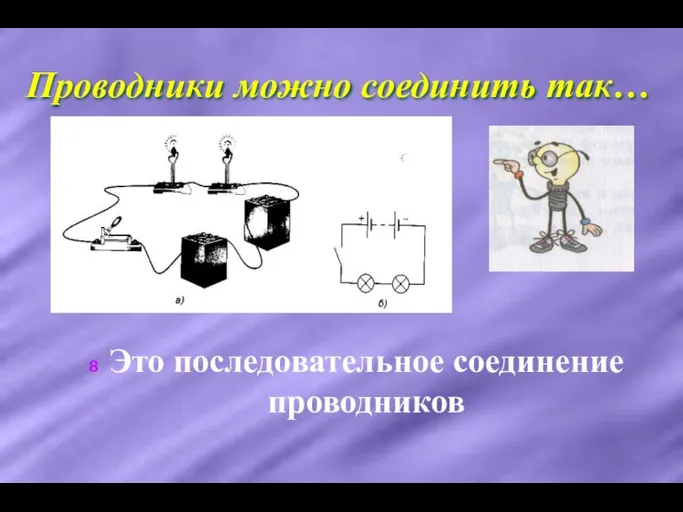 Проводники можно соединить так… Это последовательное соединение проводников