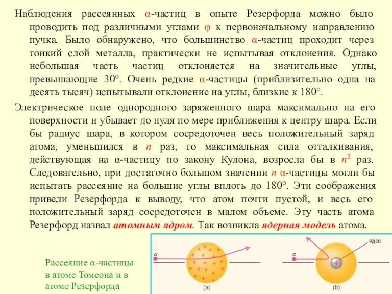 Наблюдения рассеянных α-частиц в опыте Резерфорда можно было проводить под различными углами