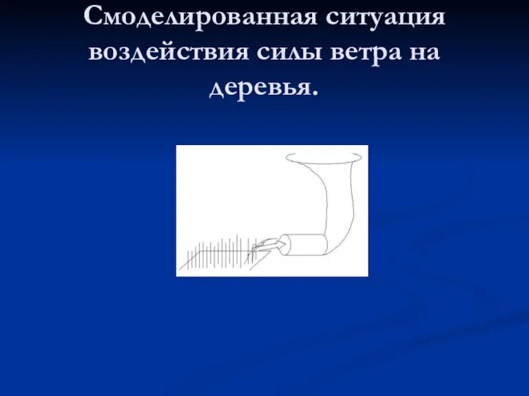 Смоделированная ситуация воздействия силы ветра на деревья.