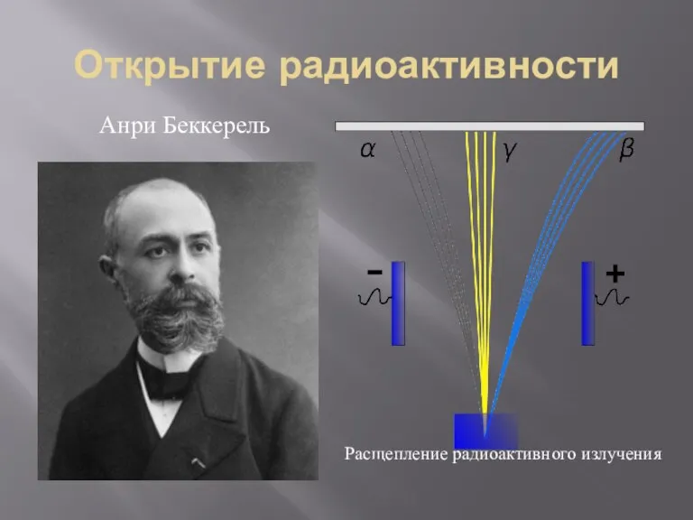 Открытие радиоактивности Анри Беккерель Расщепление радиоактивного излучения