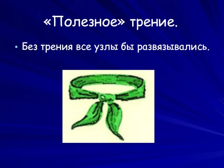 «Полезное» трение. Без трения все узлы бы развязывались.