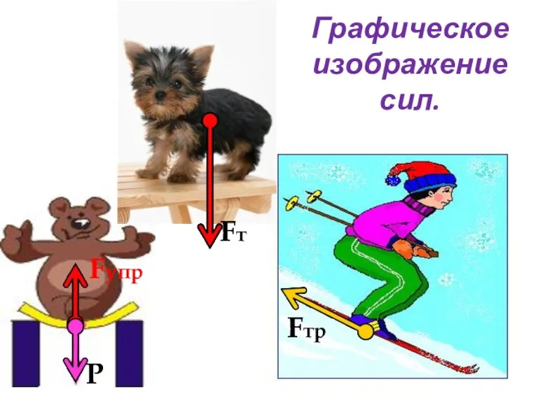 Графическое изображение сил. Fт Р Fупр Fтр