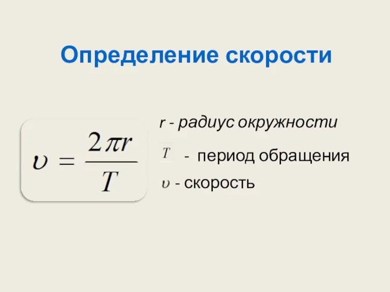 Определение скорости - скорость - период обращения r - радиус окружности