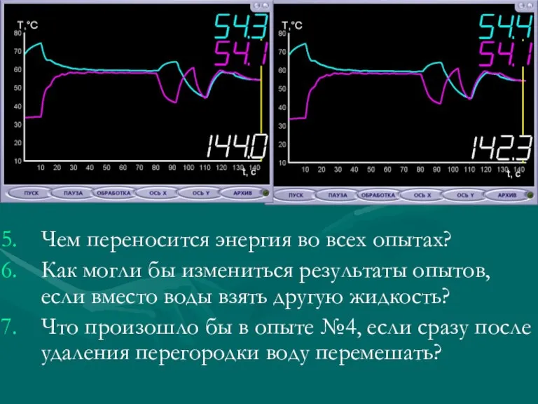 Чем переносится энергия во всех опытах? Как могли бы измениться результаты опытов,