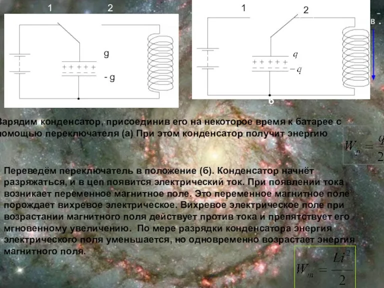 1 1 2 2 а б Зарядим конденсатор, присоединив его на некоторое