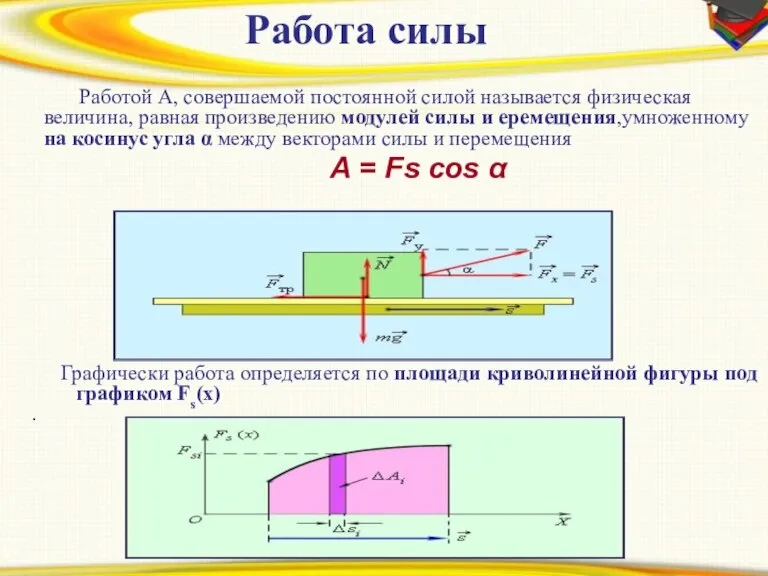 Prezentacii.com Работа силы Работой A, совершаемой постоянной силой называется физическая величина, равная