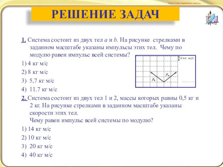 1. Система состоит из двух тел a и b. На рисунке стрелками