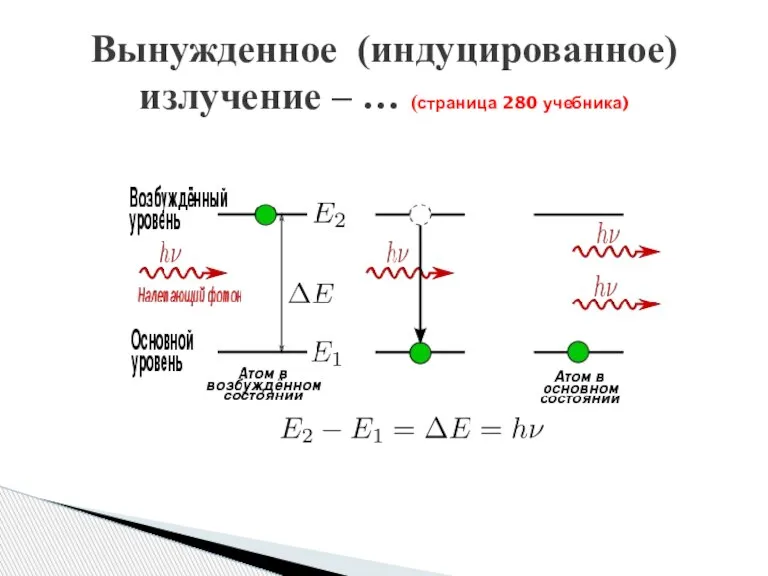 Вынужденное (индуцированное) излучение – … (страница 280 учебника)