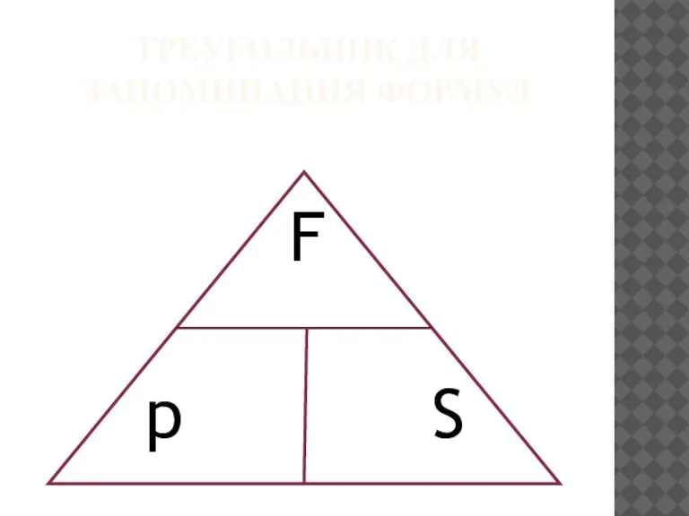 ТРЕУГОЛЬНИК ДЛЯ ЗАПОМИНАНИЯ ФОРМУЛ F p S