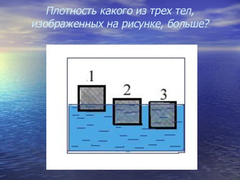 Плотность какого из трех тел, изображенных на рисунке, больше?