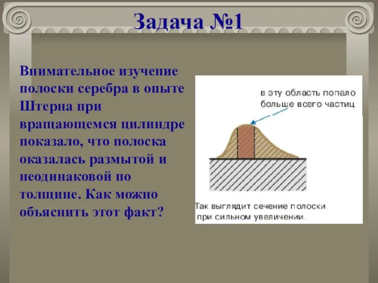 Задача №1 Внимательное изучение полоски серебра в опыте Штерна при вращающемся цилиндре